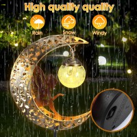 Nyidpsz Moon Solar Lights Outdoor, Garden Solar Lights Pathway Stake Lights, Waterproof Patio Decor,Led Light Moon Fairy Crackle Glass Stake Lights For Walkway, Yard, Lawn, Patio Or Courtyard