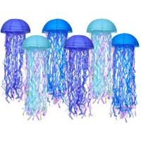 Hanging Jellyfish Paper Lanterns Hoyechi Gradient Colorful Decor For Mermaid Theme Party Ocean Birthday Baby Shower Nursery