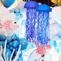 Hanging Jellyfish Paper Lanterns Hoyechi Gradient Colorful Decor For Mermaid Theme Party Ocean Birthday Baby Shower Nursery