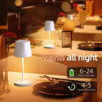 Quntis Cordless Led Table Lamp With Dimmer Builtin Rechargeable Battery Stepless Brightness Dimming Ambient Light For Restau