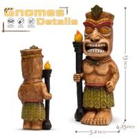 Outdoor Tiki Statue Garden Decoration Solar Powered Tiki Figurine With Light Hawaiian Tiki Man Ornament Totem Pole For Tiki B