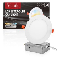 Vtuik 2 Pack 5 Inch 10W Led Can Light Retrofit With Junction Box 850Lmcri85 Ultra Thin Led Recessed Lighting 7Cct 2700K6500K