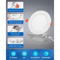 Vtuik 2 Pack 5 Inch 10W Led Can Light Retrofit With Junction Box 850Lmcri85 Ultra Thin Led Recessed Lighting 7Cct 2700K6500K