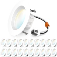 Sunco 20 Pack Led Recessed Lighting 4 Inch Selectable 2700K3000K3500K4000K5000K Dimmable Can Lights Baffle Trim 11W40W