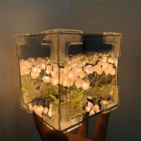 Diy Tulip Cube Mirror Lamp, 2024 New 16/20 Flower Tulip Lamp, Handmade Diy Tulip Flower Magic Cube Mirror Night Light For Bedroom, Creative Gift For Teen Girls,Couple,Friends, Children (Blue, 21)