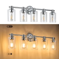 Alaislyc Bathroom Light Fixtures Wall Sconce Light With Clear Glass Chrome 5 Lights Bathroom Lighting Over Mirror Vanity Lights