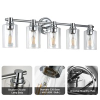 Alaislyc Bathroom Light Fixtures Wall Sconce Light With Clear Glass Chrome 5 Lights Bathroom Lighting Over Mirror Vanity Lights