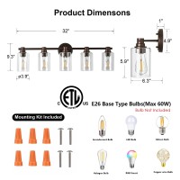 Alaislyc Bathroom Light Fixtures Wall Sconce Light With Clear Glass Oil Rubbed Bronze 5 Lights Bathroom Lighting Over Mirror Van