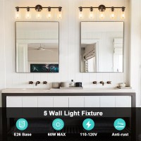 Alaislyc Bathroom Light Fixtures Wall Sconce Light With Clear Glass Oil Rubbed Bronze 5 Lights Bathroom Lighting Over Mirror Van