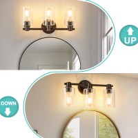 Alaislyc Bathroom Light Fixtures Wall Sconce Light With Clear Glass Oil Rubbed Bronze 3 Lights Bathroom Lighting Over Mirror Van