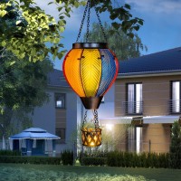 Gibmidser Solar Hot Air Balloon Lantern With Flame Solar Powered Hot Air Balloon Lights Hanging Solar Lanterns Outdoor Waterpro