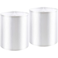 Set Of 2 Silver White Tall Linen Drum Lamp Shades Medium Lamp Shade 98 Top X 98 Bottom X 118 High Spider Farmhouse La