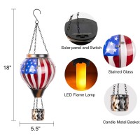 Vzvxcc Independence Day Hot Air Balloon Solar Lantern Waterproof Solar Lanterns With Flickering Flame Lights Outdoor Hanging Lan