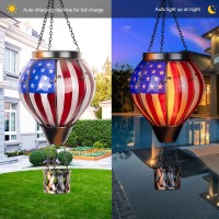 Vzvxcc Independence Day Hot Air Balloon Solar Lantern Waterproof Solar Lanterns With Flickering Flame Lights Outdoor Hanging Lan