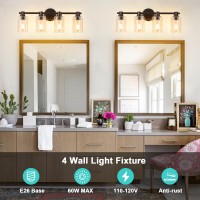 Alaislyc Bathroom Light Fixtures Wall Sconce Light With Clear Glass Oil Rubbed Bronze 4 Lights Bathroom Lighting Over Mirror Van