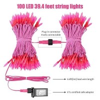 Pink Mini String Lights 39 Feet 100 Led Fairy Twinkle Lights With 8 Lighting Modes Waterproof Connectable For Indoor Outdoor X