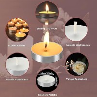 Coume 50 Set Funeral Party Favors Memorial White Candles Unscented Funeral Gifts Tealight Candles With Condolence Bereavement Ca