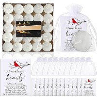 Coume 50 Set Funeral Party Favors Memorial White Candles Unscented Funeral Gifts Tealight Candles With Condolence Bereavement Ca