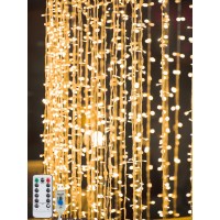 Maggift 200 Led Hanging Indoor Curtain String Lights Outdoor Waterproof 65 X 98 Ft Usb Fairy Curtain Lights8 Modes With Remo