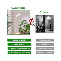 Yadoker Plant Grow Light For Indoor Plant Desk Led Grow Light Height Adjustable Automatic Timer With 81216 Hours 10Level Brig