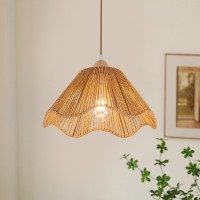 D125 Inch Boho Light Fixtures Boho Rattan Pendant Light Flush Mount Mini Chandelier Woven Hanging Light Fixture For Bedroom Hal