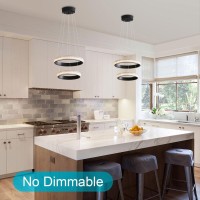 Vaziden Modern Led Chandelier Black Hanging Pendant Lights 2 Ring 34W 4000K Chandeliers For Dining Room Foyer Entryway Kitchen