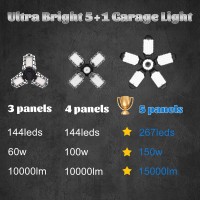 Onffo Led Garage Lights 2 Pack 150W Super Bright 15000Lm Garage Lights Ceiling Led With 51 Adjustable Panels 6500K Daylight S