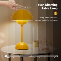 Zoopeen Modern Flowerpot Cordless Table Lamp 5200Mah Rechargeable Battery Operated Mushroom Light 3 Color Stepless Dimmable Port