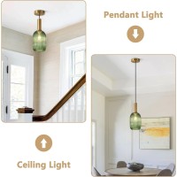 Kco Lighting Green Ribbed Glass Pendant Light Kitchen Island Small Antique Brass Ceiling Pendant Light Mid Century Modern Dining