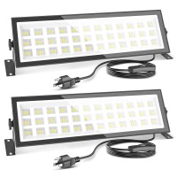 Agrantop 2 Pack Plug In Led Shop Lights 100W 15000Lm Aluminum Garage Light W 984Ft Power Cord Ip66 Waterproof Shop Lights F