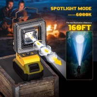 Cordless Led Work Light For Dewalt 20V Battery Livowalny 60W 6000 Lumens Led Flood Light 4 Color Temperature Modes Portable Ba