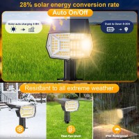 Fabrito 72 Leds Solar Spot Lights Outdoor Waterproof 3 Modes Landscape Spotlights Dusk To Dawn Solar Powered Flood Wall Lights