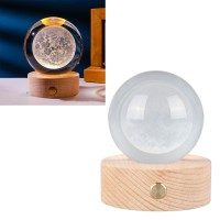 Lkpomi 3D Crystal Balls Night Light Clear Solar System Moon Crystal Lamp With Wooden Base For Birthday Christmas Astronomy Space Gifts For Boys Girls, 6Cm Diameter(Moon)