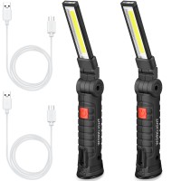 2 Pcs Fathers Day Dad Gifts Rechargeable Led Work Light With Magnetic Base And 360Rotate Magnetic Rechargeable Flashlights For M