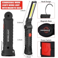 2 Pcs Fathers Day Dad Gifts Rechargeable Led Work Light With Magnetic Base And 360Rotate Magnetic Rechargeable Flashlights For M