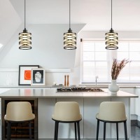 Ihengyanlt 2 Pack Pendant Light Kitchen Island Pendant Lighting Hanging Light With Spiral Cage Frosted Glass Shade Black Moder