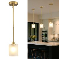 Ihengyanlt 2 Pack Pendant Light Kitchen Island Pendant Lighting Hanging Light With Frosted Glass Shade Gold Modern Indoor Hang