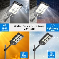 Ofuray 3000W Solar Street Lights Outdoor 218000Lm Solar Security Flood Lights Parking Lot Lights Commercial Dusk To Dawn 6500K