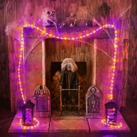 Brizled Halloween Rope Lights 18Ft 216 Led Purple Orange Halloween Lights 120V Plugin Rope Lights Connectable Indoor Outdoo