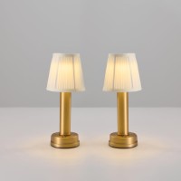 Eypid 2 Pack 3W Led Cordless Lamp 2000Mah Battery Powered Lamp 3 Level Brightness Brass Table Lamp Rechargeable Lamp Dimmable Sm