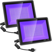 Yanycn 2 Pack 400W Led Black Lightblack Flood Light Outdoor With Plug And Switch Ip66 Waterproof 395Nm To 405Nm Led Uv Blackli