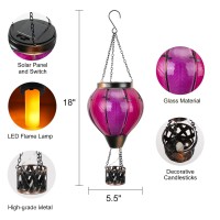 Vestcdf Glass Solar Hot Air Balloon Lantern Outdoor Lanterns With Flickering Flame Hanging Air Balloon Solar Lanterns With Led