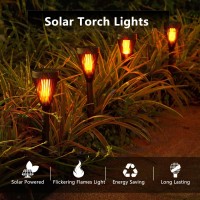 12 Pack Solar Lights Outdoor Mini With Flickering Flame Torch Tiki Lights For Outside Garden Yard Lawn Patio Pathway Halloween D