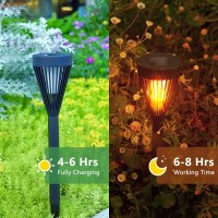 12 Pack Solar Lights Outdoor Mini With Flickering Flame Torch Tiki Lights For Outside Garden Yard Lawn Patio Pathway Halloween D