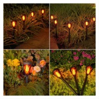 12 Pack Solar Lights Outdoor Mini With Flickering Flame Torch Tiki Lights For Outside Garden Yard Lawn Patio Pathway Halloween D