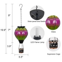 Vestcdf Hot Air Balloon Lantern Glass Hanging Air Balloon Solar Lanterns With Flickering Flame Waterproof Solar Outdoor Lanter