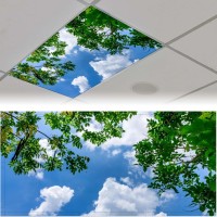 2 Pack Fluorescent Light Cover For Ceiling Light Sky Branches Magnetic Light Covers Classroom Light Filters Drop Fluorescent L