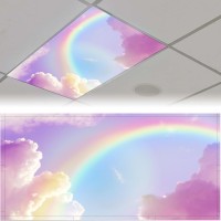 2 Pack Fluorescent Light Cover For Ceiling Light Rosy Clouds Magnetic Light Covers Classroom Light Filters Drop Fluorescent Li