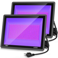 Yanycn 600W 2 Pack Led Black Light395Nm To 405Nm Led Uv Blacklight Ip66 Waterproof Black Flood Light Outdoor With Plug And Swi