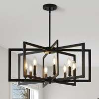 Miaybph Black Chandelier For Dining Room 8Light Kitchen Chandelier Light Fixture Modern Metal Industrial Large Chandeliers For